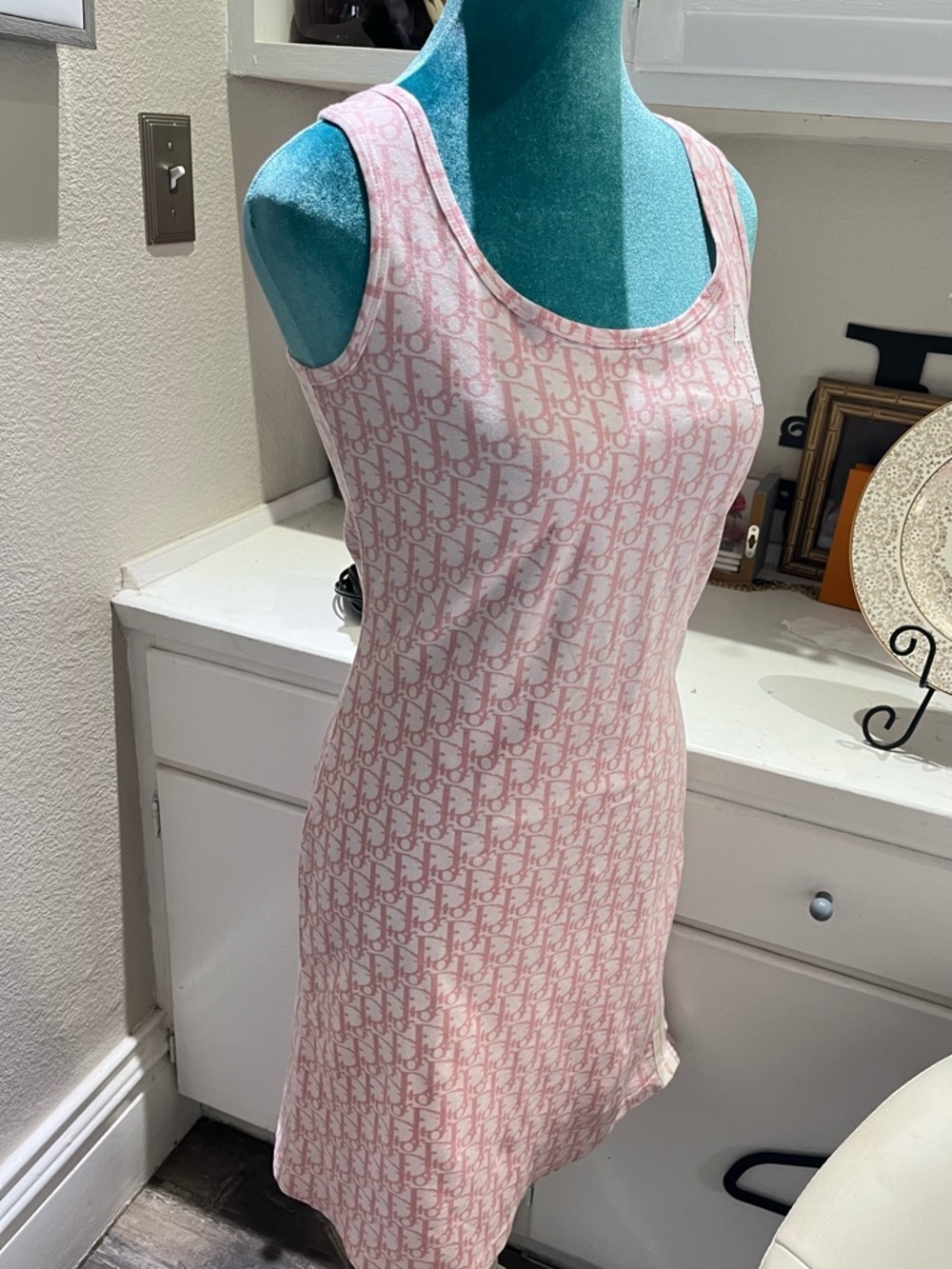 Vintage Dior Pink Monogram Dress